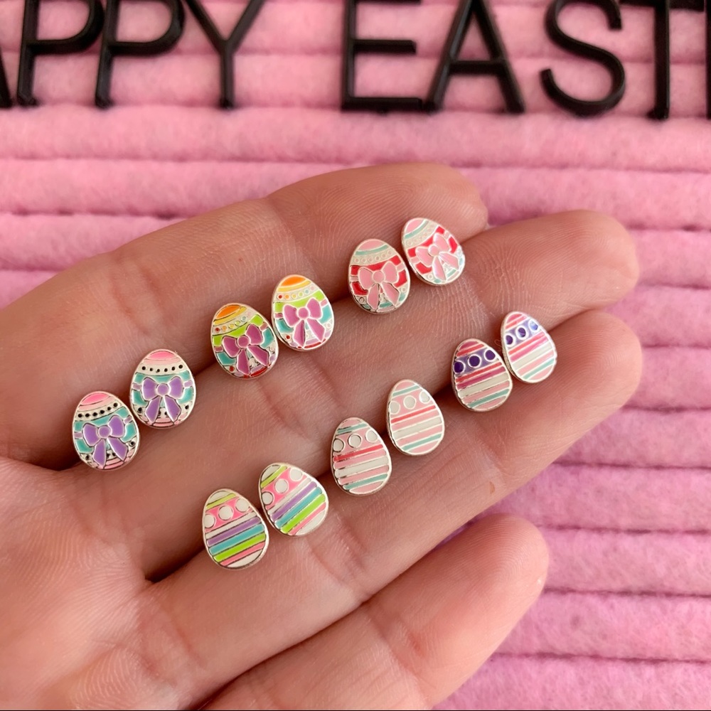 925 Sterling silver Easter eggs stud earrings